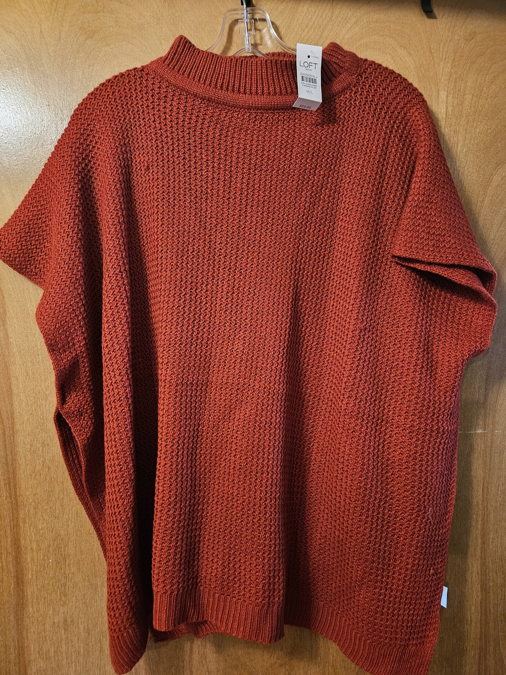LOFT Rust Red Short-Sleeve Turtleneck Sweater